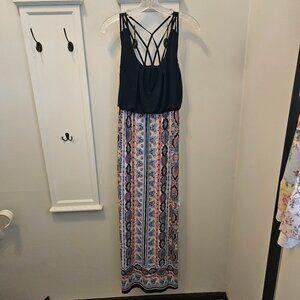 Mixed Print Maxi Dress